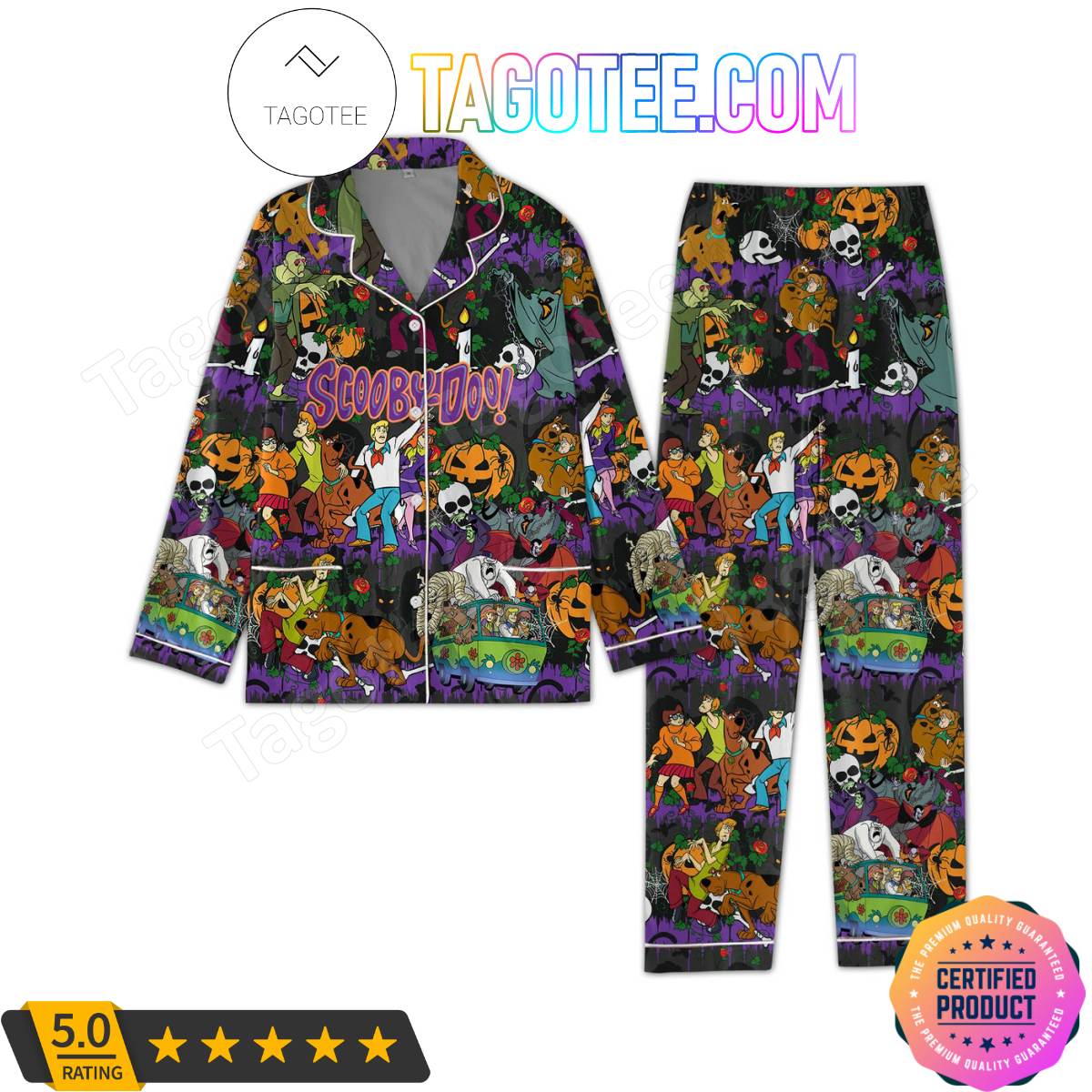 Scooby-doo Halloween Pattern Pajama Sets Sleepwear