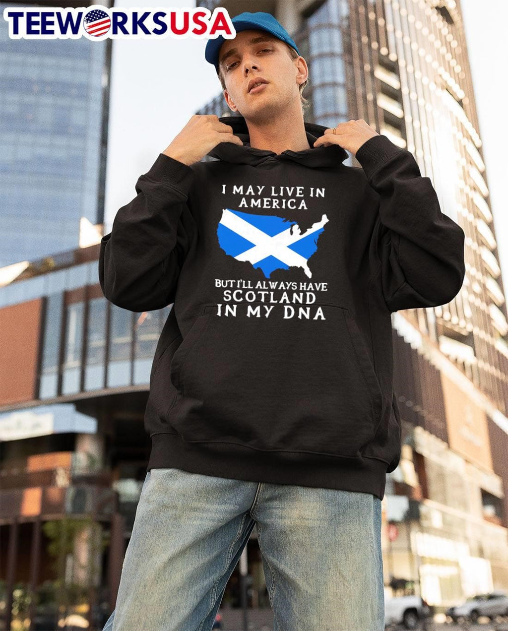 Scottish Heritage Apparel I May Live in America but I Will Always Have Scotland in My DNA shirt