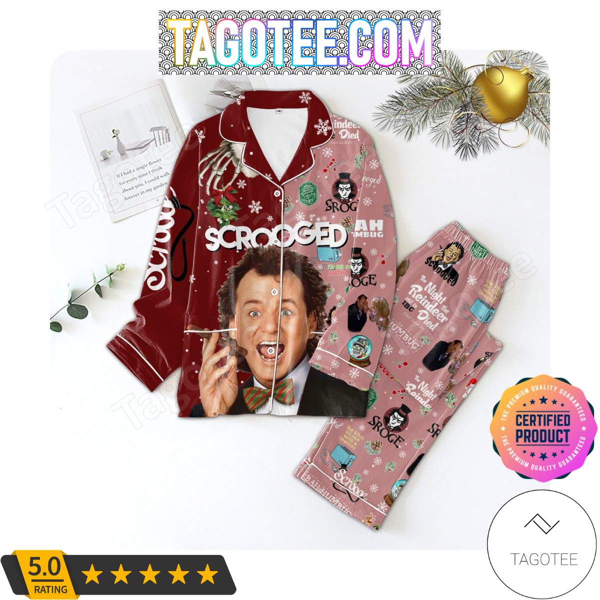 Scrooged Movie Christmas Pajamas Set PJ Shirt, Pant