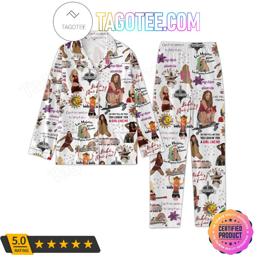 Shakira Music Stickers Printed Sleepwear Pajama Set