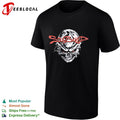 Soul Blind two glowing red eyes staring from a distressed skull face logo shirt
