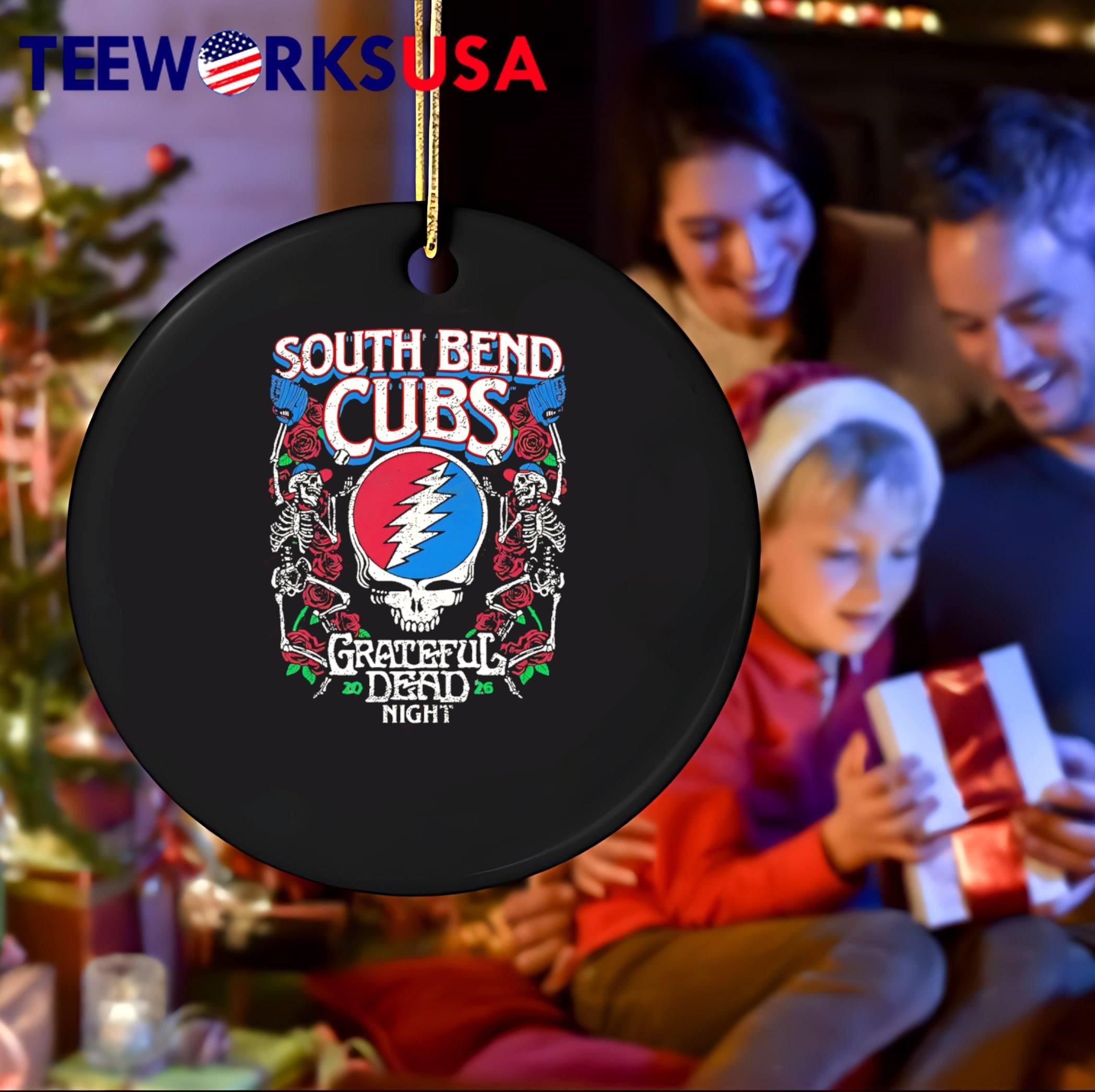 South Bend Cubs Grateful Dead Night Skeleton Rose shirt