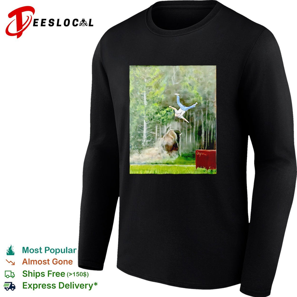 Sportman Bison Attack Painting wildlife shirt