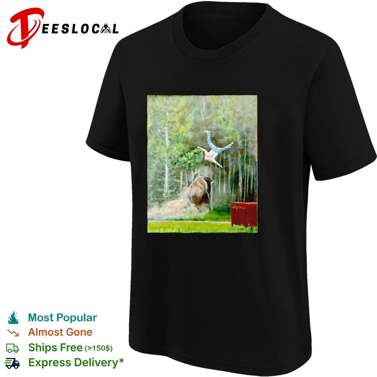 Sportman Bison Attack Painting wildlife shirt