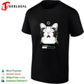 Startled tuxedo cat staring wide eyed beside loading progress bar meme shirt