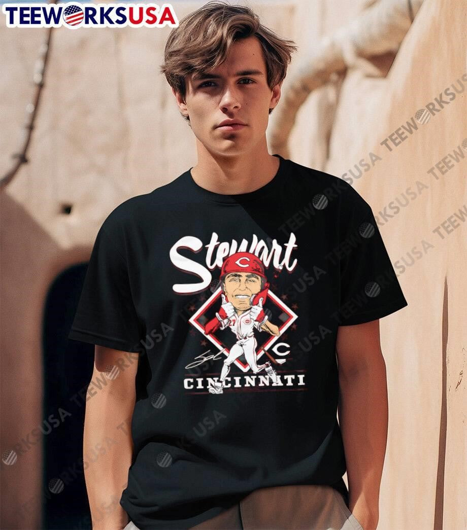 Stewart Cincinnati baseball player caricature athlete sports shirt