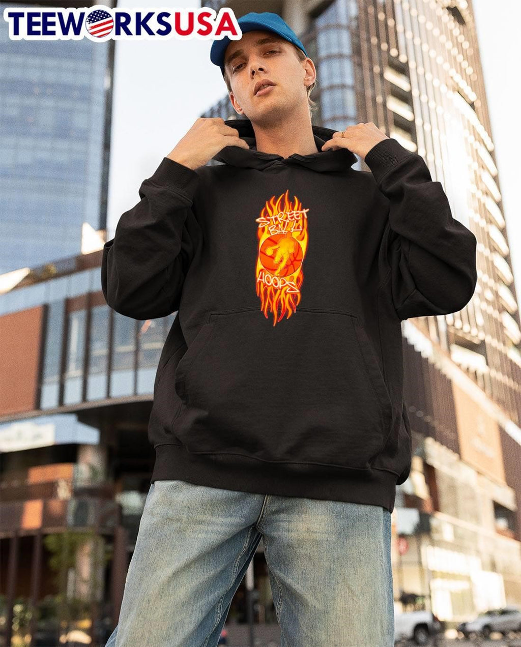Street Ball Hoops Basketball Fire Player shirt