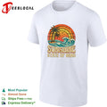 Sunshine state of mind palm trees and crashing waves retro sunset poster shirt