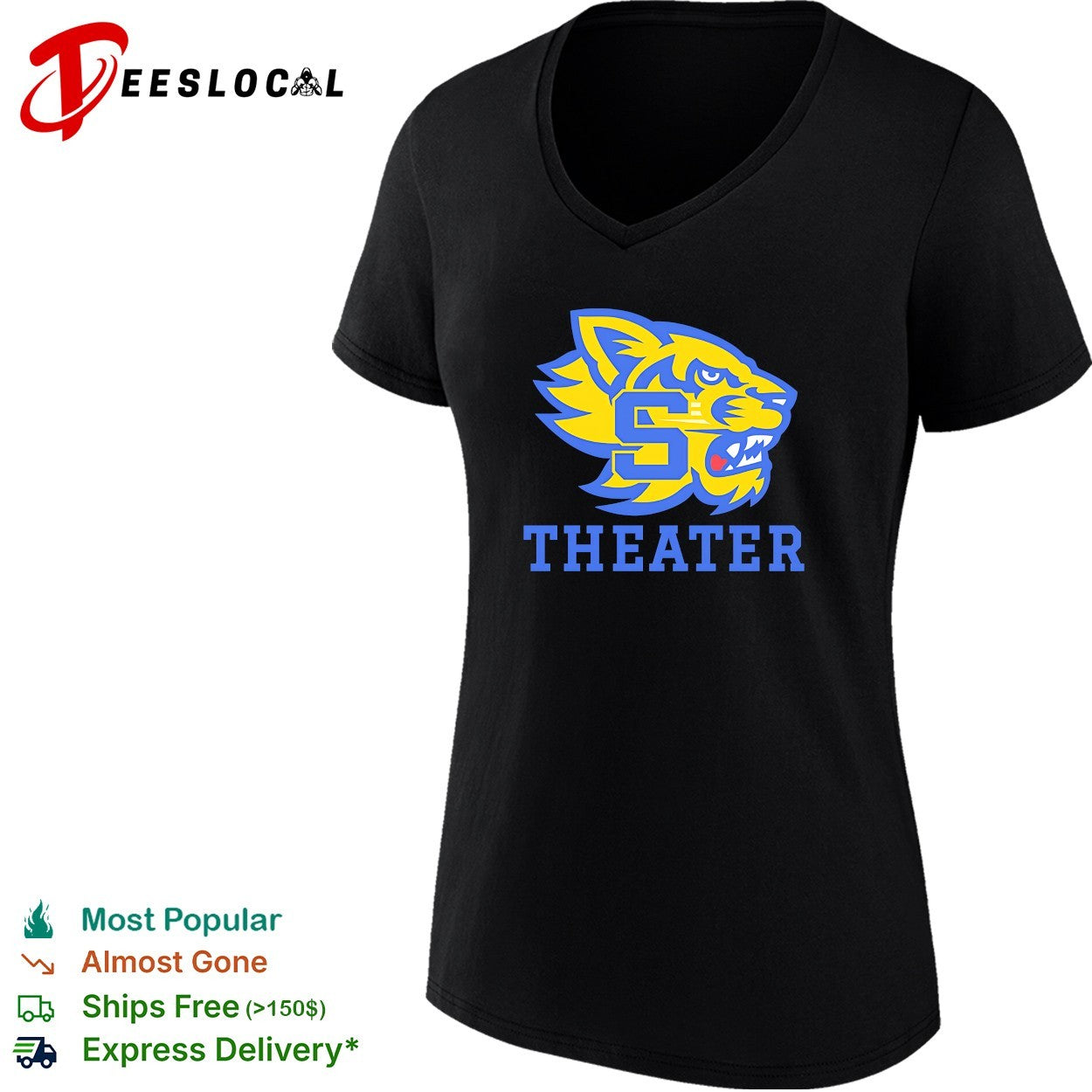 Sweetwater High School Wildcat mascot head theater shirt