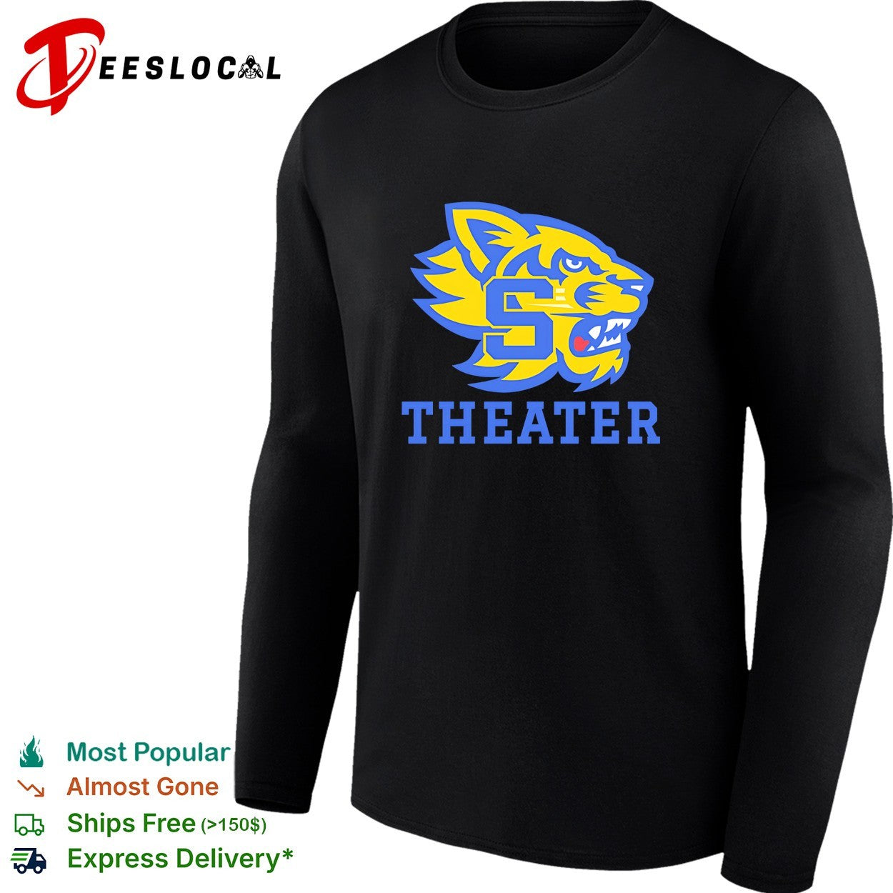 Sweetwater High School Wildcat mascot head theater shirt