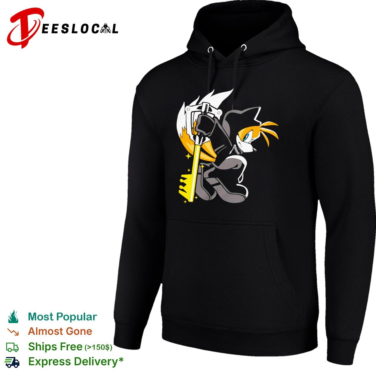 Tails the Fox in Organization XIII Cloak with Keyblade shirt
