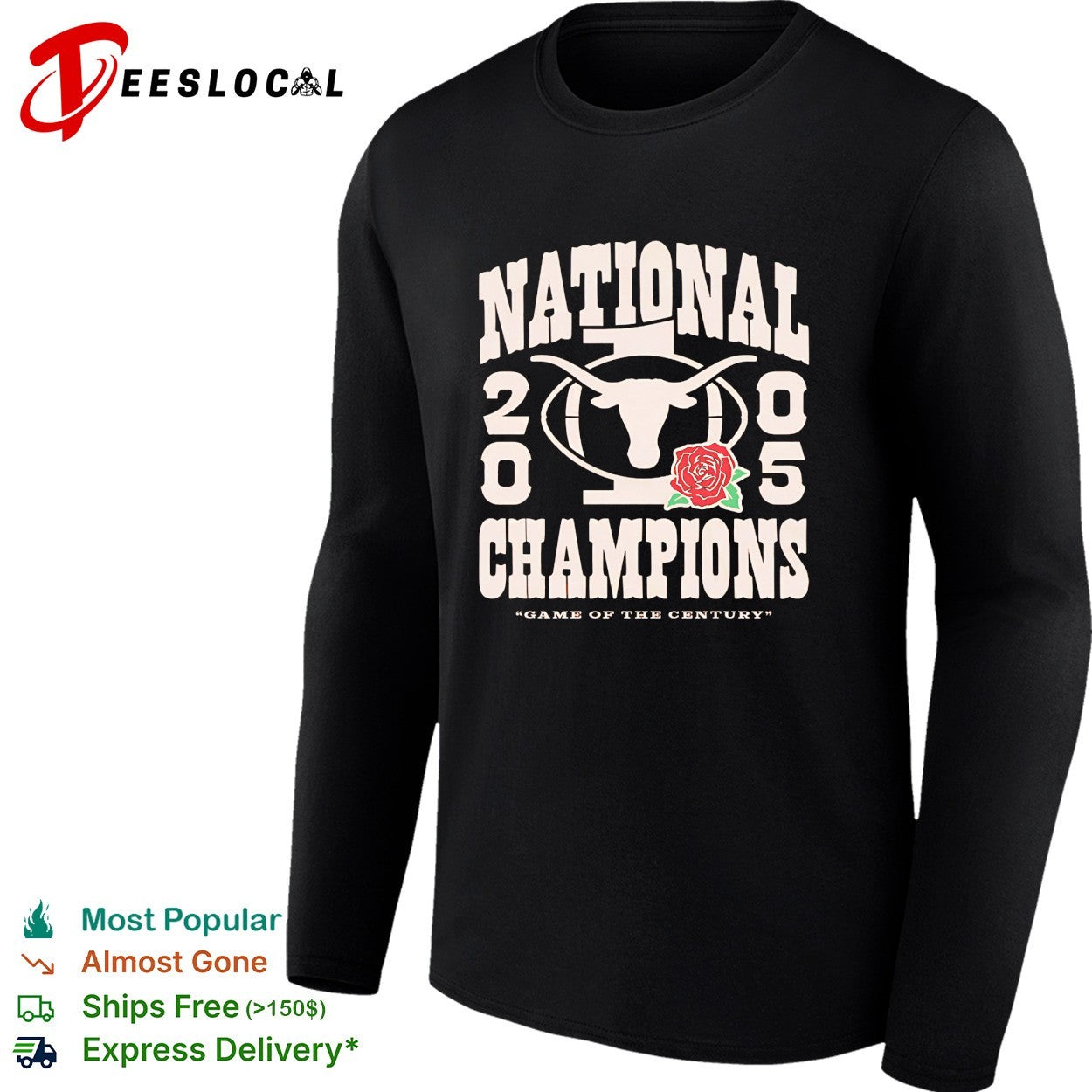 Texas Longhorns 2005 national champions game of the century rose shirt