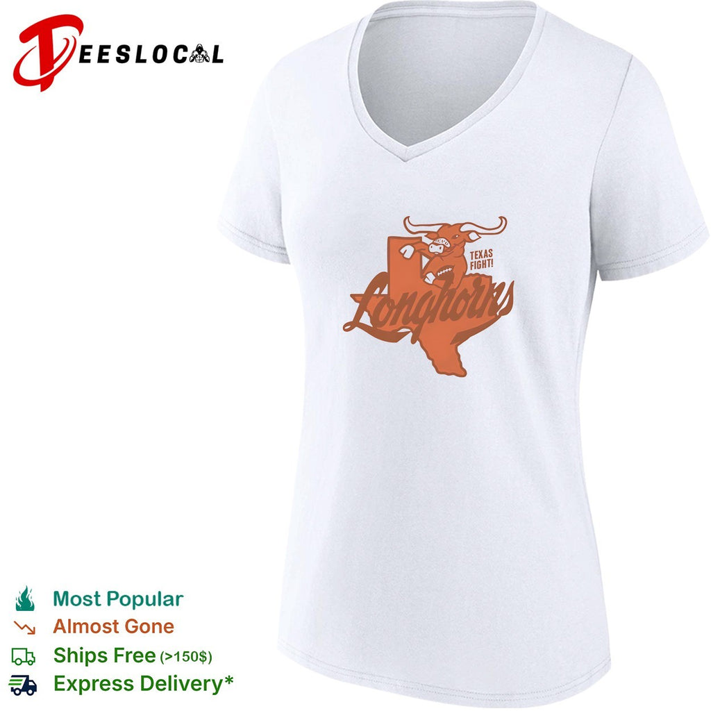 Texas Longhorns Texas fight bull head Texas state shape football shirt