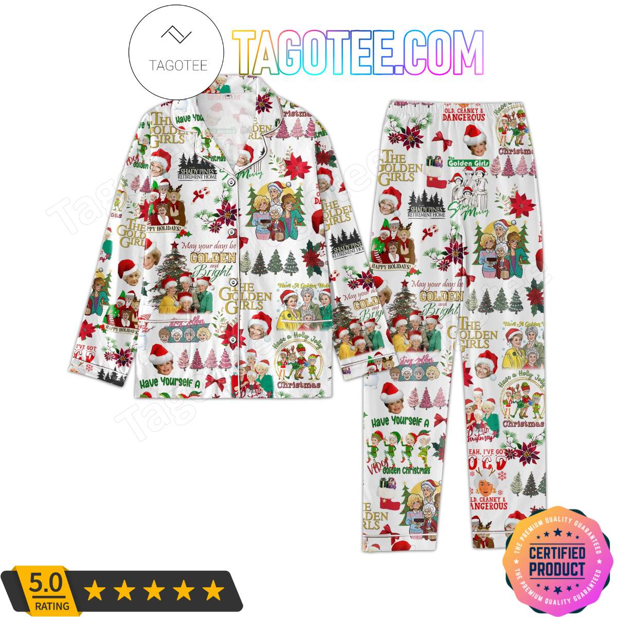 The Golden Girls Merry Christmas Shirt Pant PJ Pajamas Set