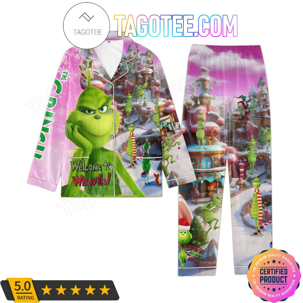 The Grinch Welcome To Whoville Shirt Pant PJ Pajamas Set