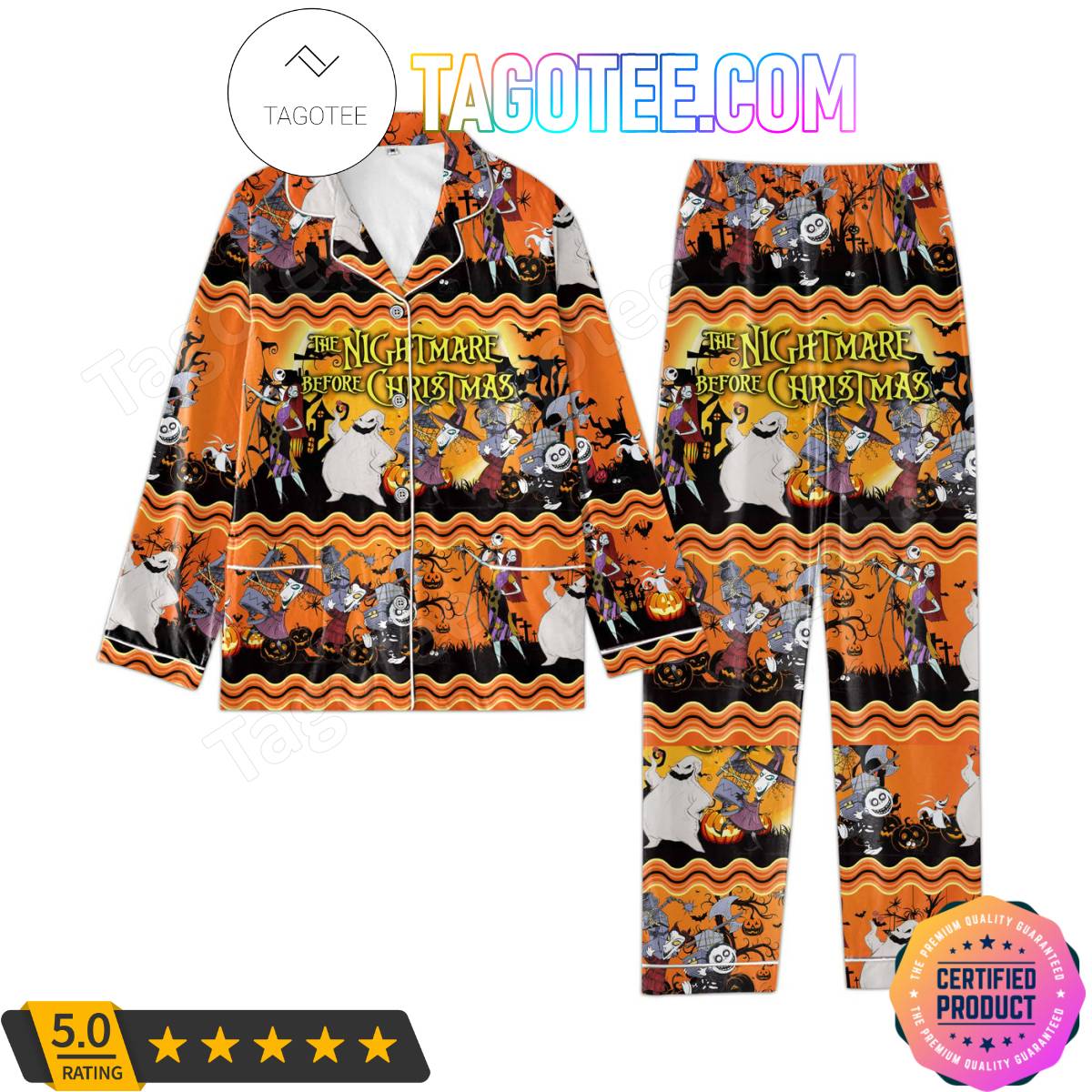 The Nightmare Before Christmas Halloween Pattern Pajama Sets Sleepwear