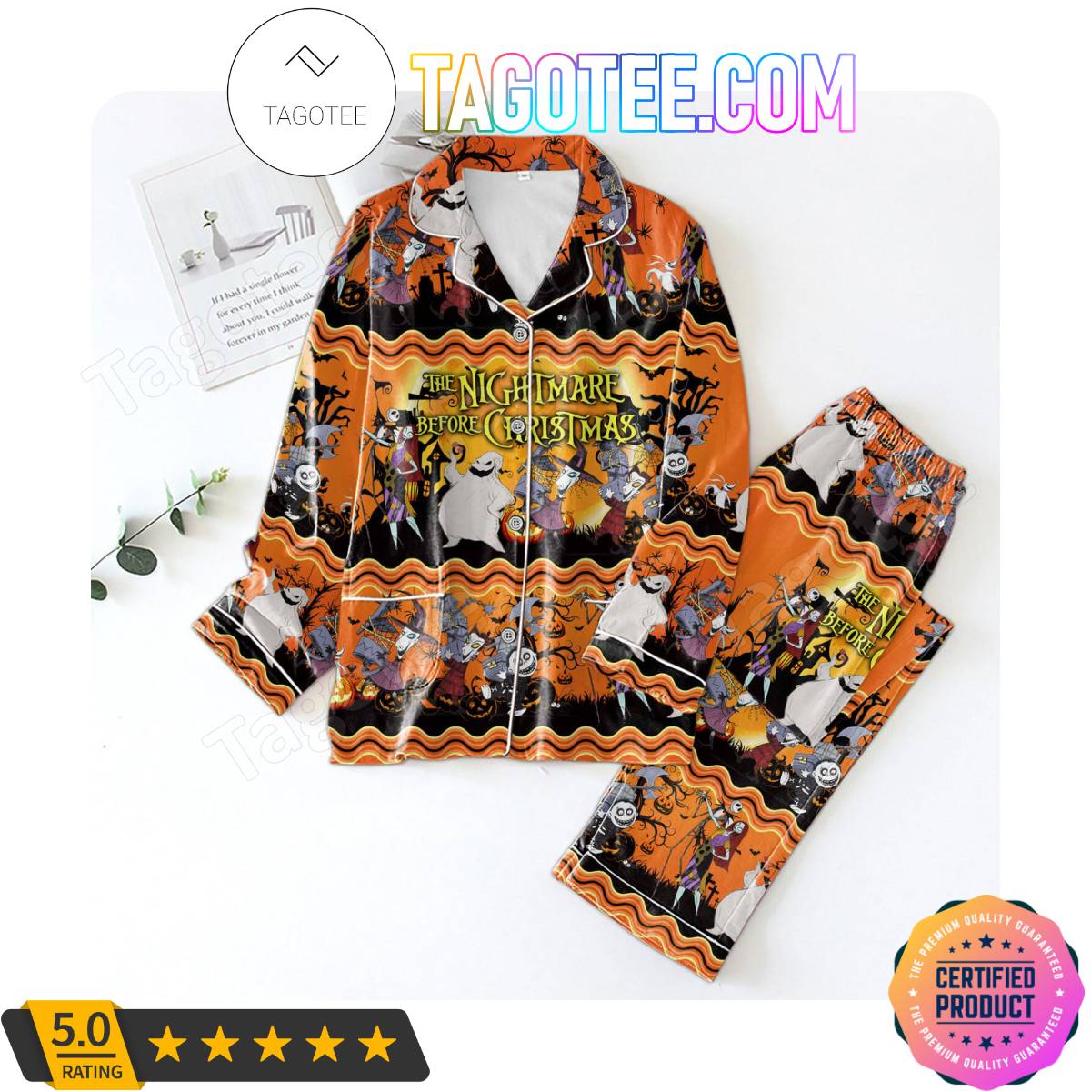 The Nightmare Before Christmas Halloween Pattern Pajama Sets Sleepwear