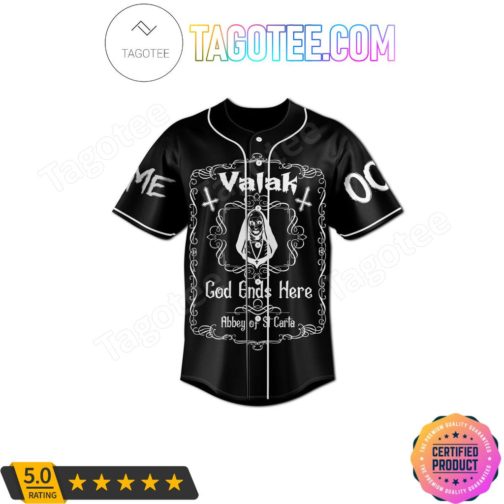 The Nun Valak God Ends Here Personalized Baseball Jersey