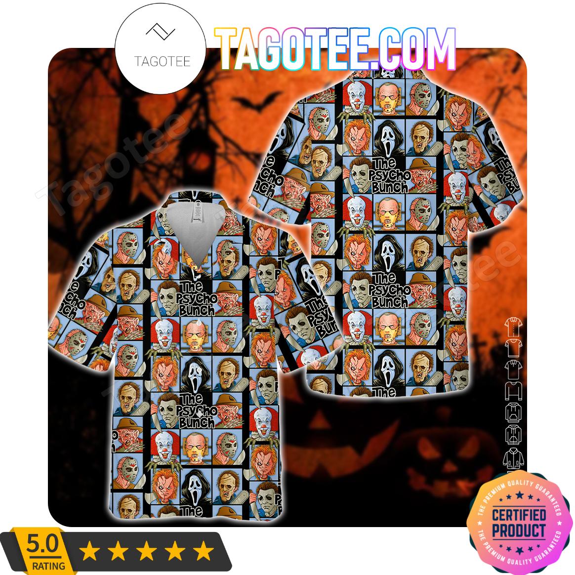 The Psycho Bunch Halloween Characters Men Aloha Casual Shirt