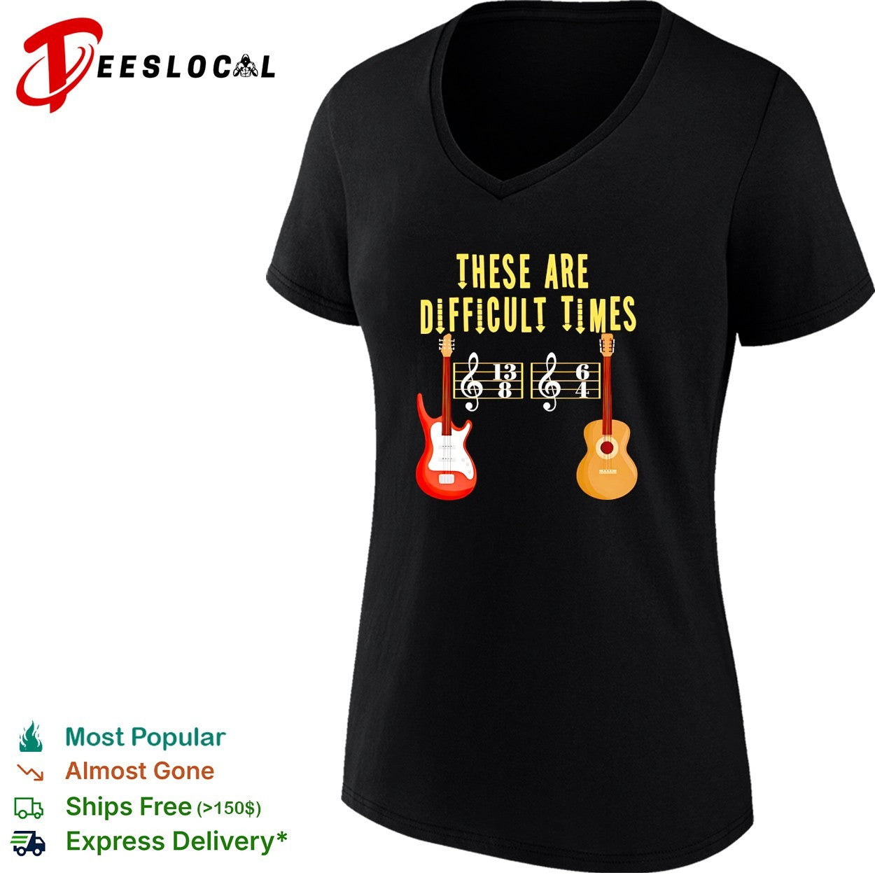 These are difficult times electric and acoustic guitars odd time signature notation shirt