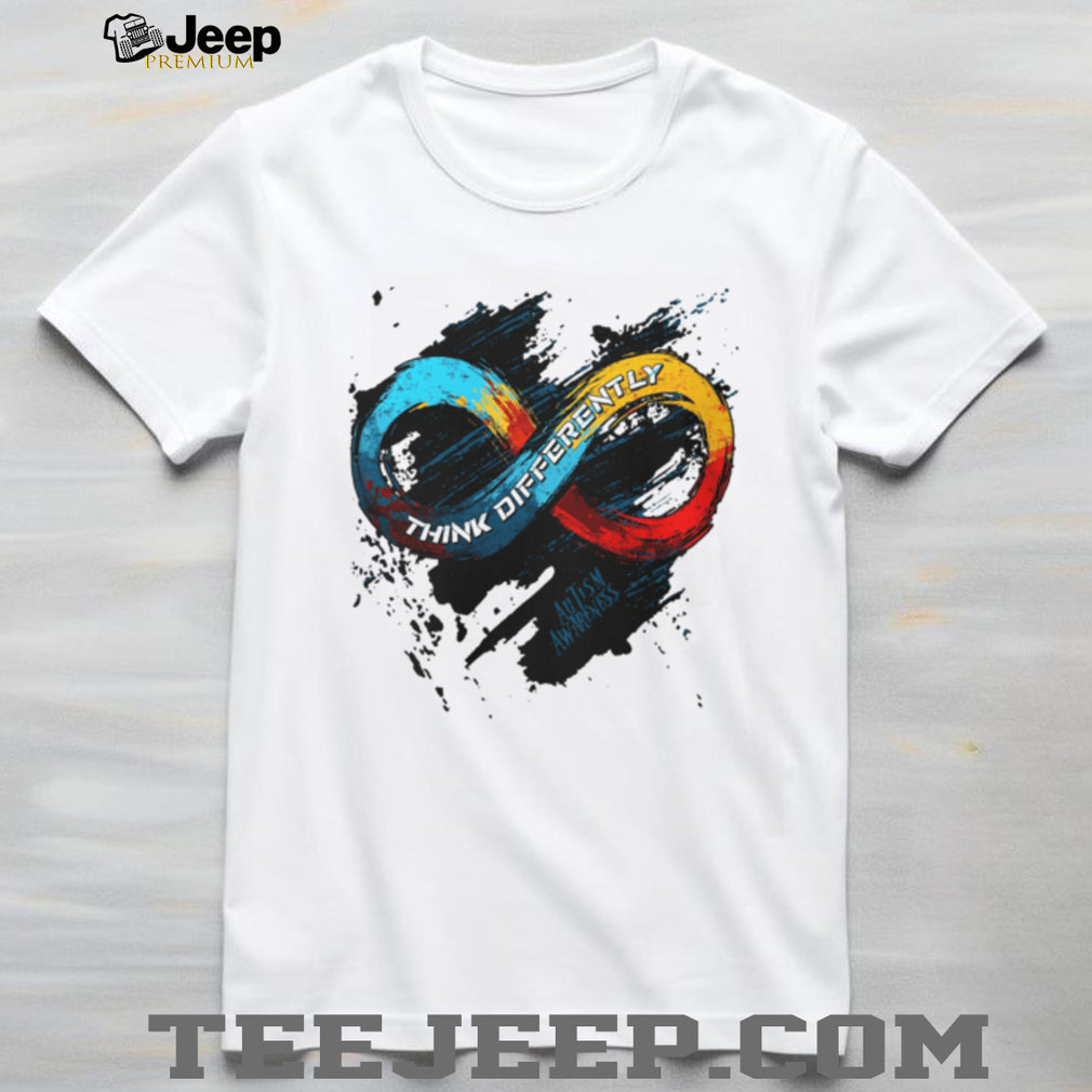 Think Differently Infinity Symbol Autism Awareness White Tee (1)