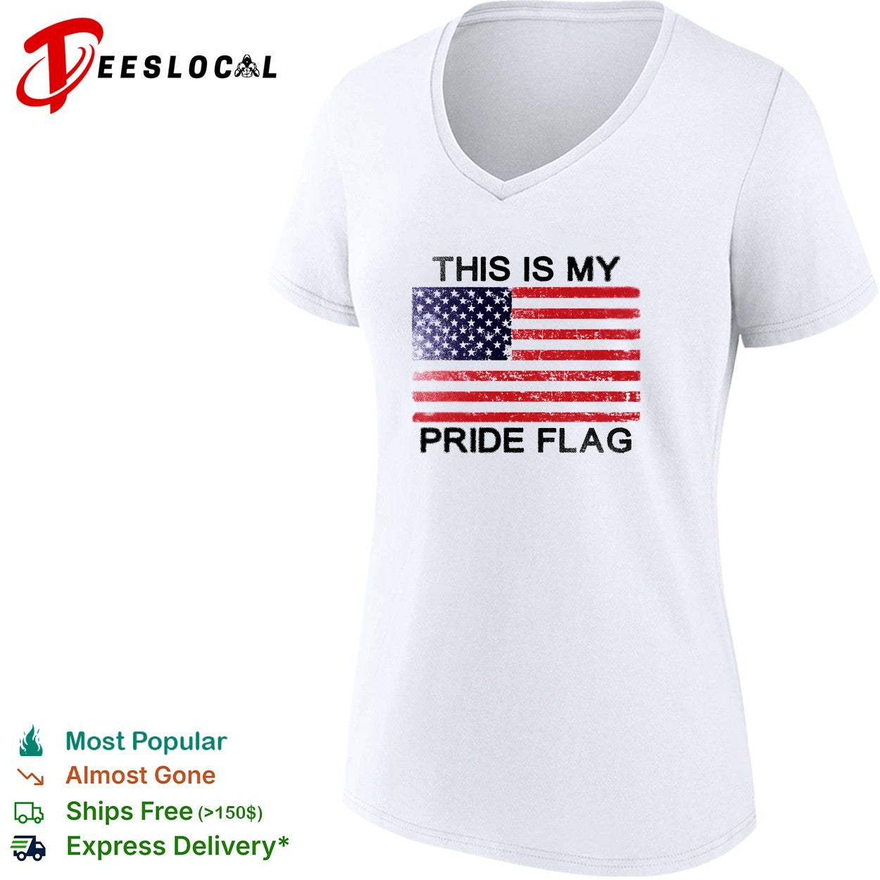 This is my pride flag American flag distressed patriotic bold statement shirt