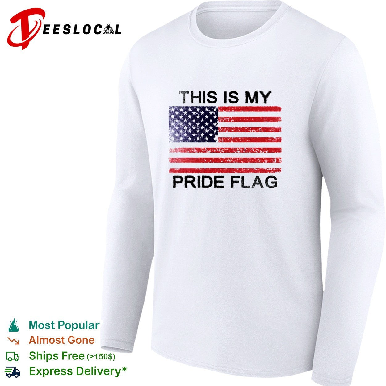 This is my pride flag American flag distressed patriotic bold statement shirt