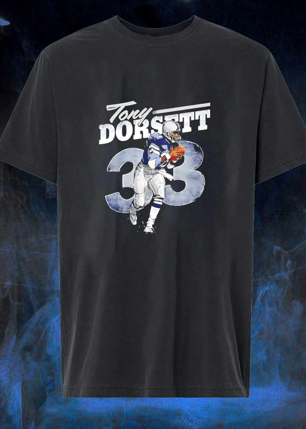 Tony Dorsett Running with Football T-Shirt Dallas Cowboys 33