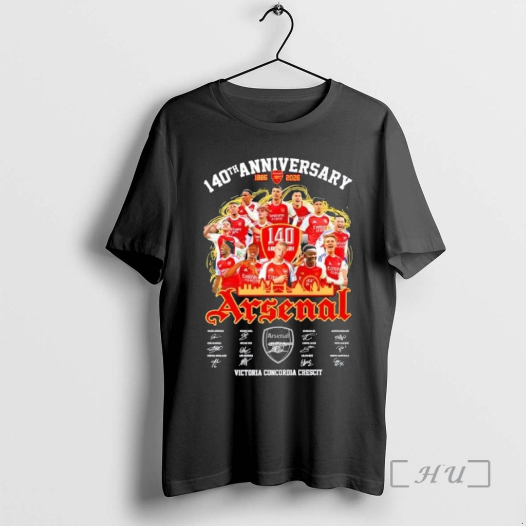 Trending 140th Anniversary 1886 2026 Arsenal All Players Victoria Concordia Crescit Signatures Premium T Shirts