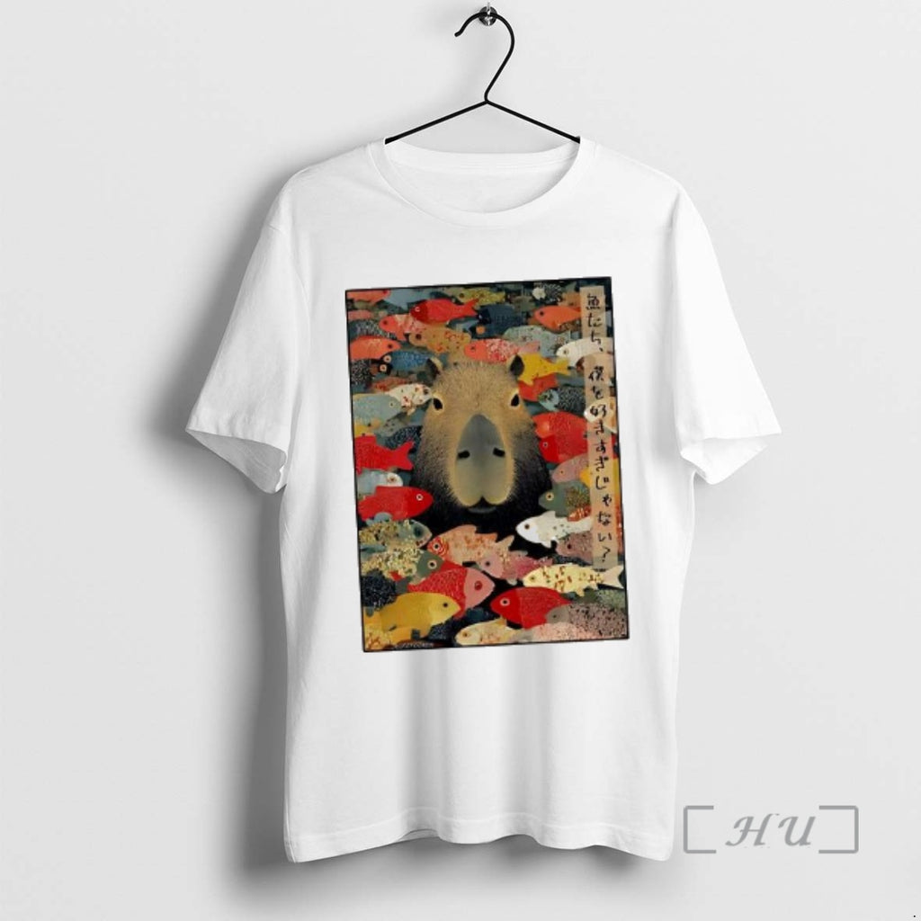 Trending Am I Too Lovable Capybara Surrounded By Colorful Koi Fish Premium T Shirts Sweater