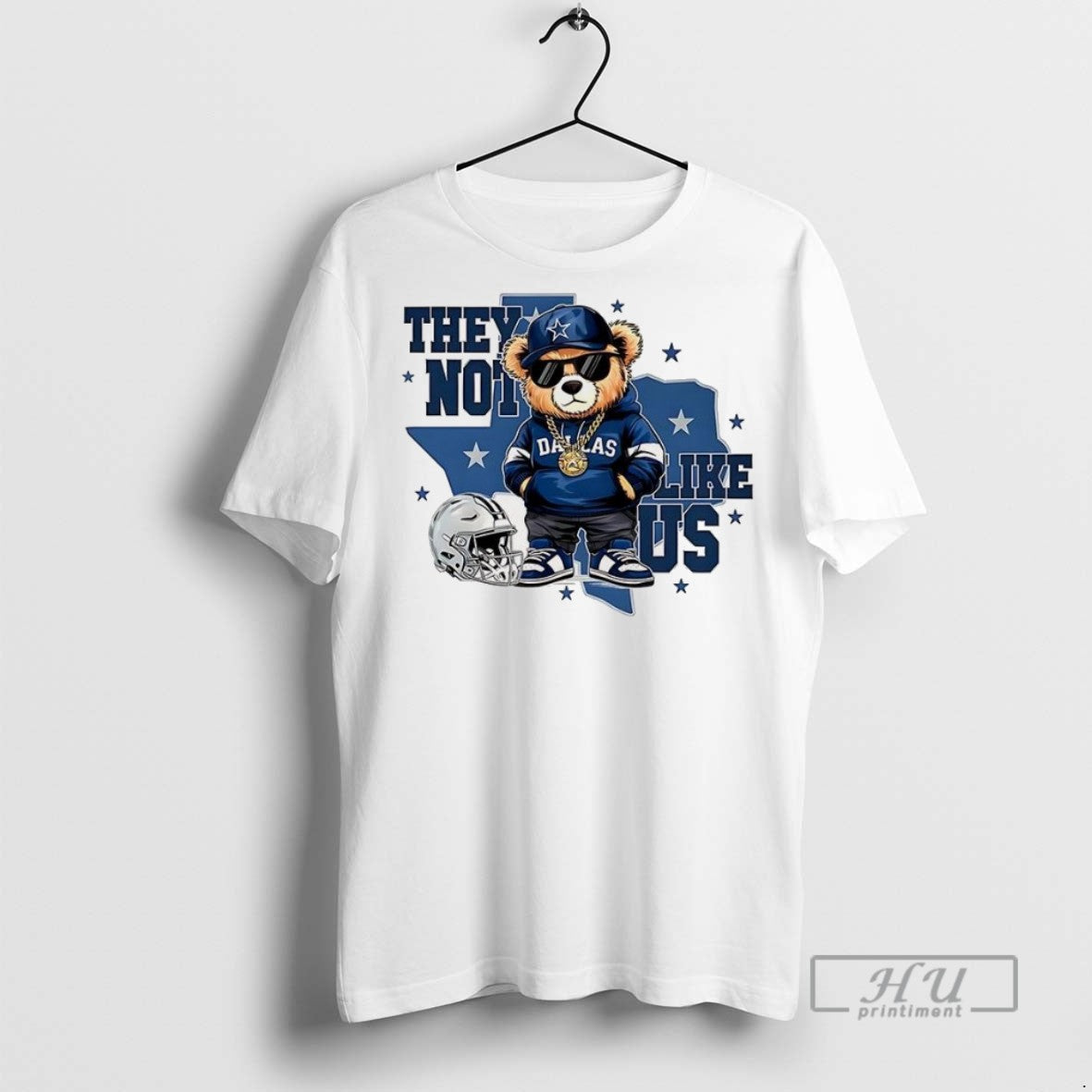 Trending Bear Dallas Cowboys Football They Not Like Us Helmet T Shirt Unisex , , , Long Sleeve Tee