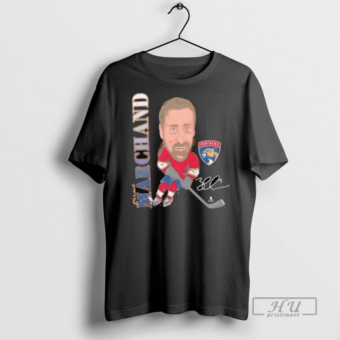 Trending Brad Marchand Big Head Caricature Signature Florida Panthers T Shirt Unisex , , , Long Sleeve Tee
