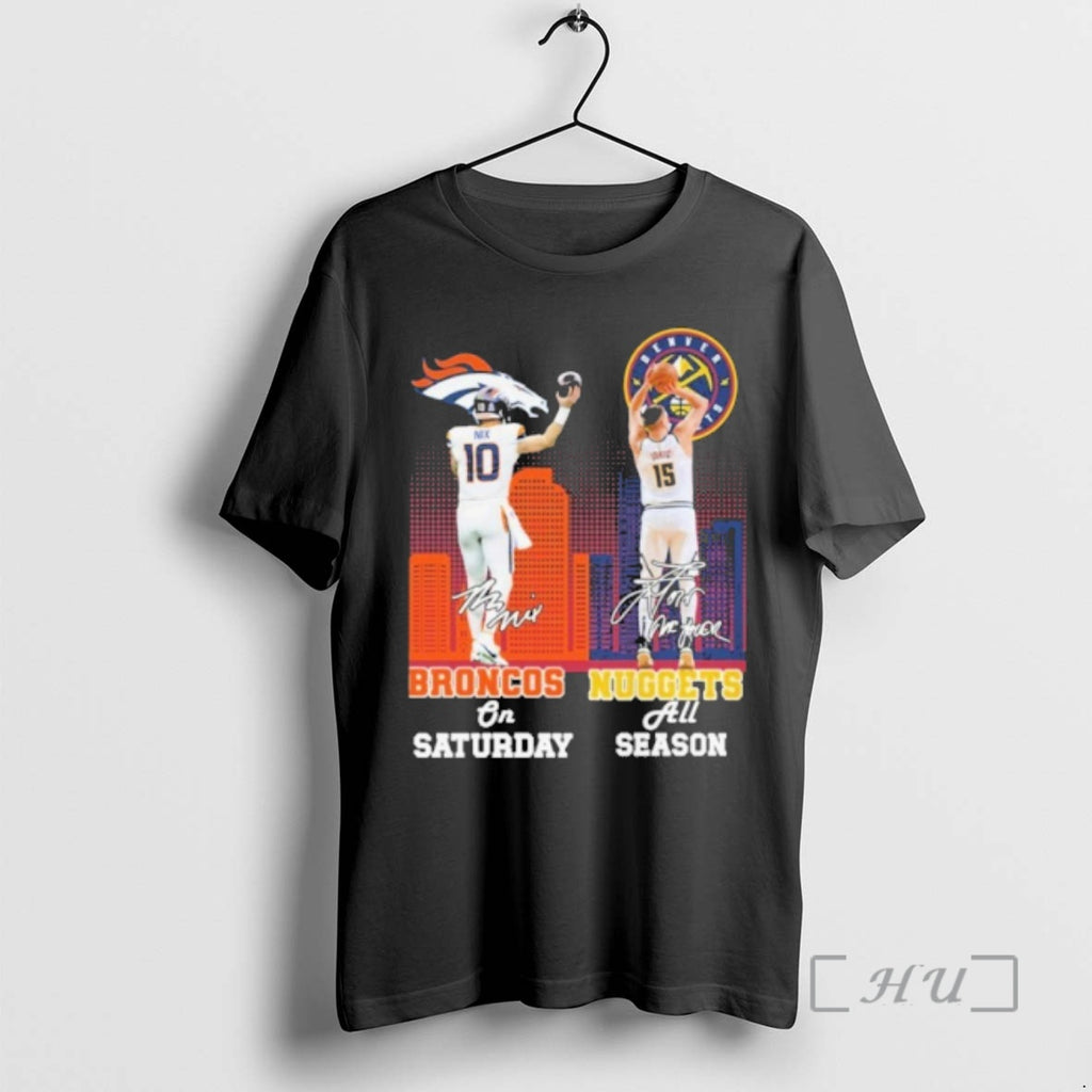 Trending Broncos On Saturday And Buffets All Season Player Signature Vintage Premium T Shirts Sweater
