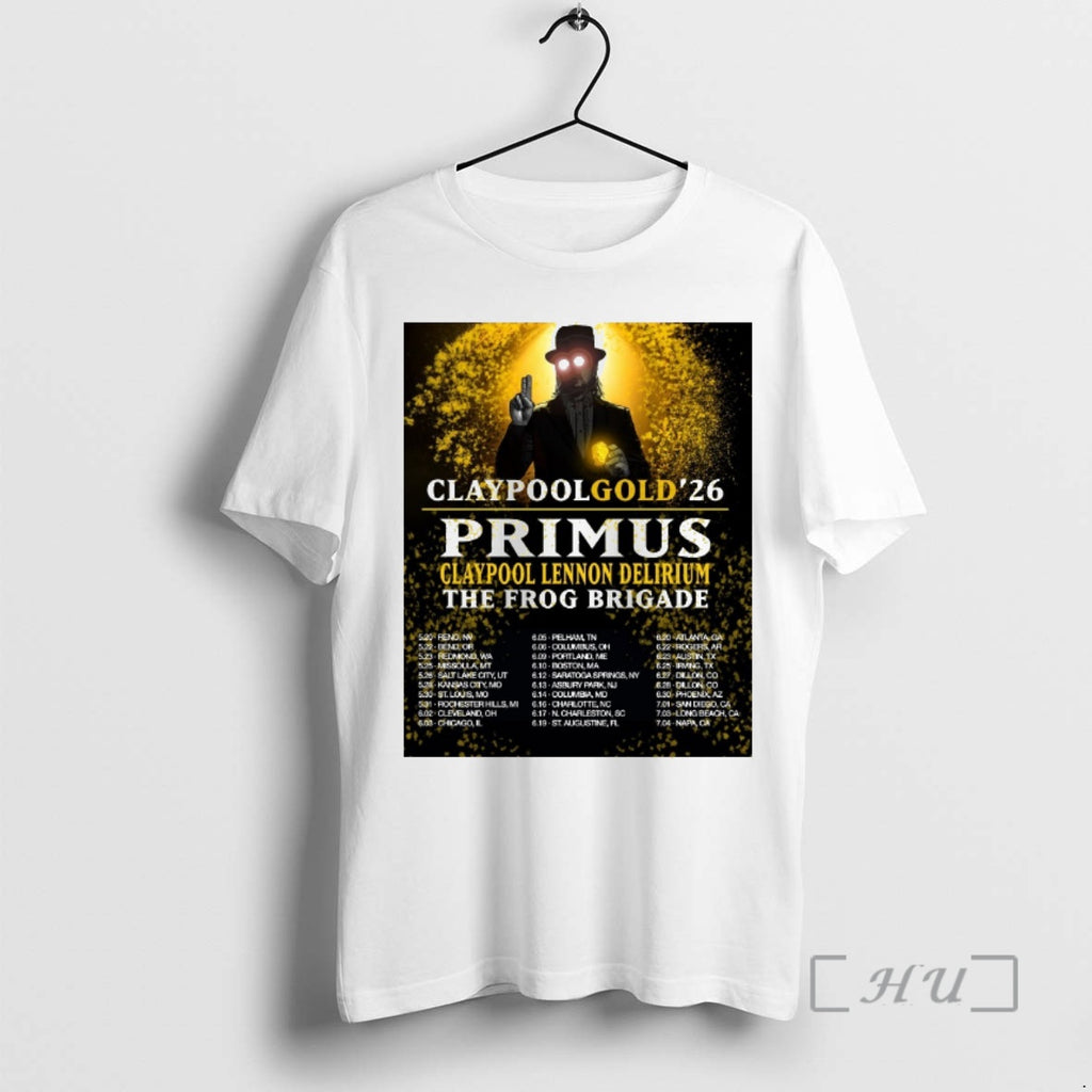Trending Claypool Gold 26 Primus Claypool Lennon Delirium The Frog Brigade Premium T Shirts Sweater