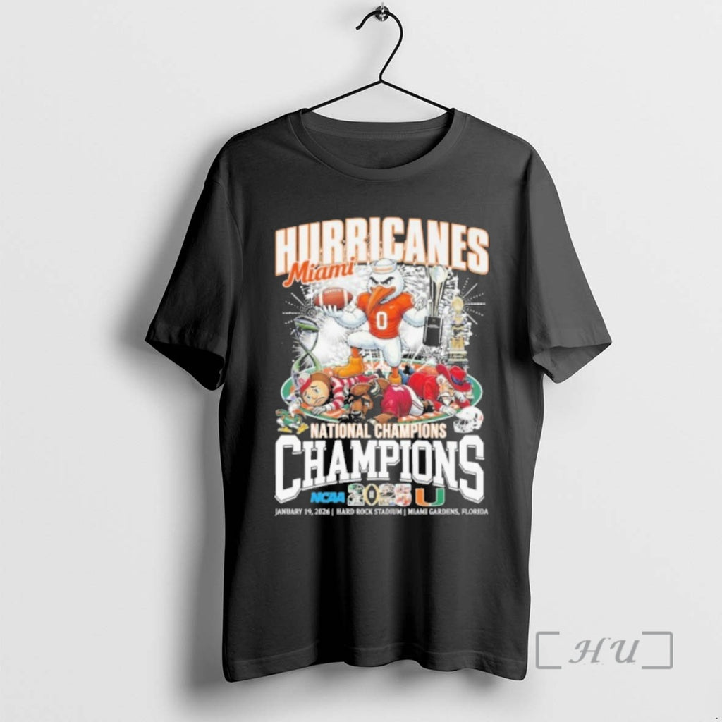 Trending Hurricanes Miami Mascots National Champions Hard Rock Stadium Miami Gardens Florida Premium T Shirts
