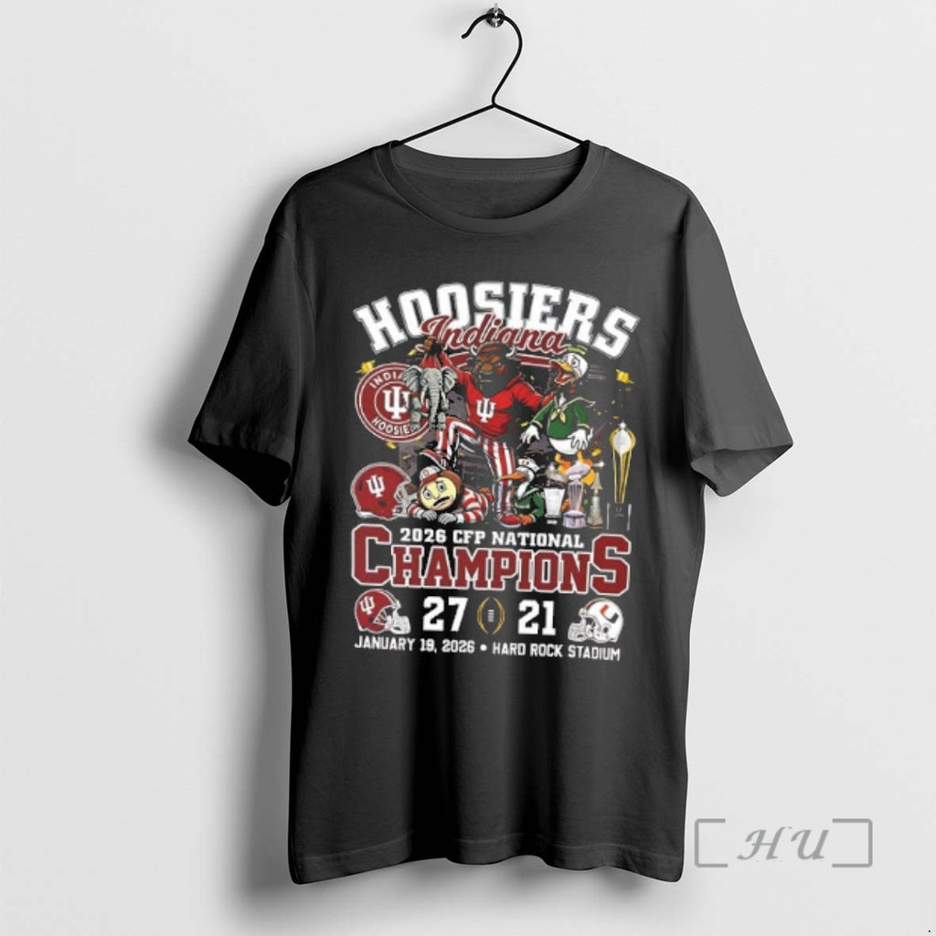 Trending Indiana 27 21 Miami Win 2026 College Football National Champions Mascot 2 Sided Premium