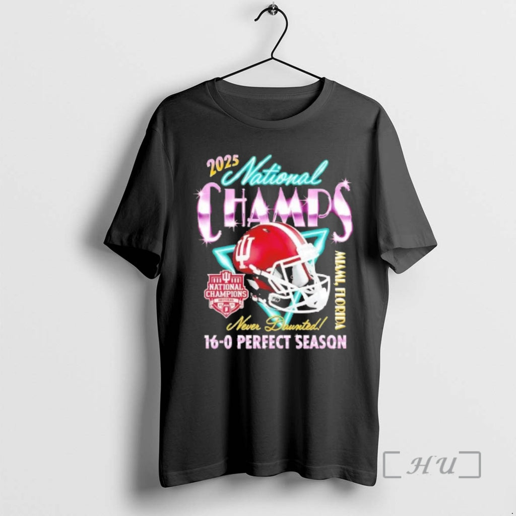 Trending Indiana Football 2025 National Champs Helmet 16 0 Perfect Season Premium T Shirts Sweater