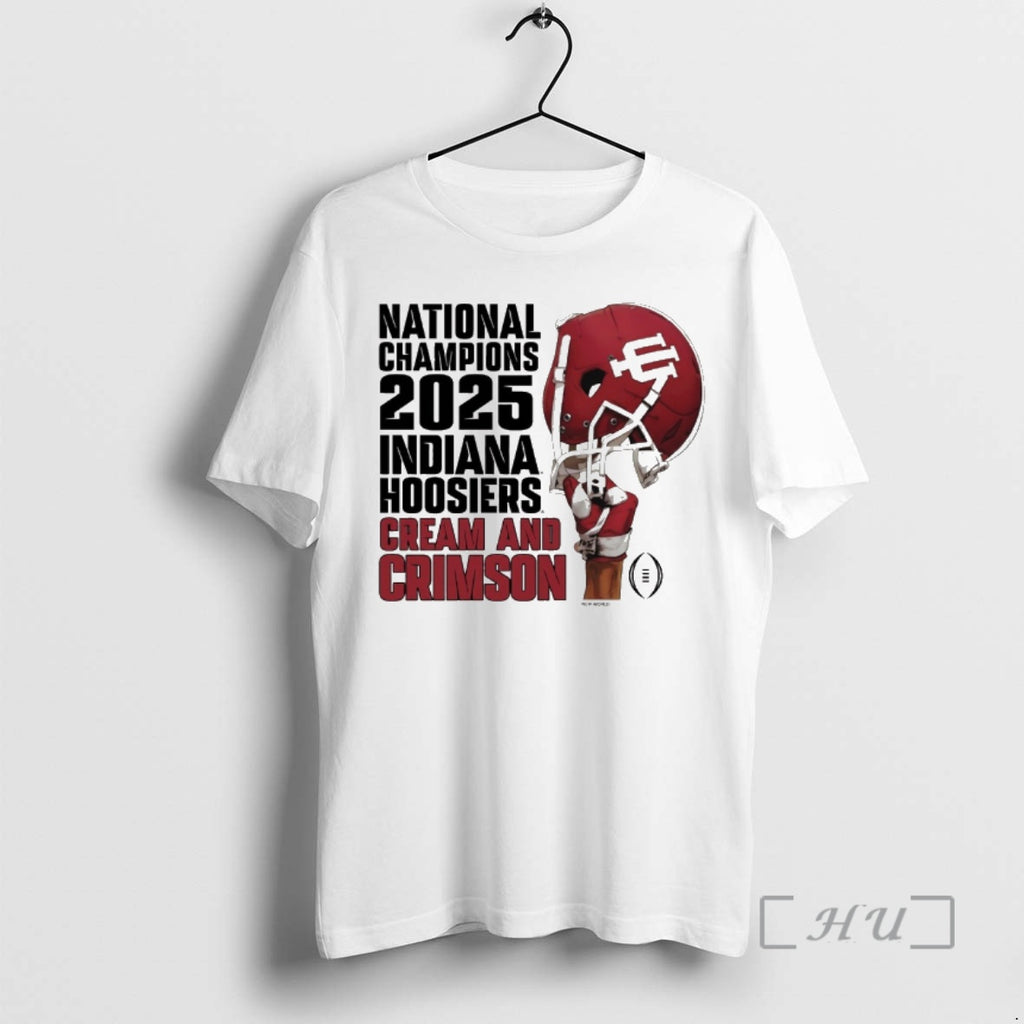 Trending Indiana University Hoosiers Football 2025 National Champions Cream And Crimson Premium T Shirts Sweater