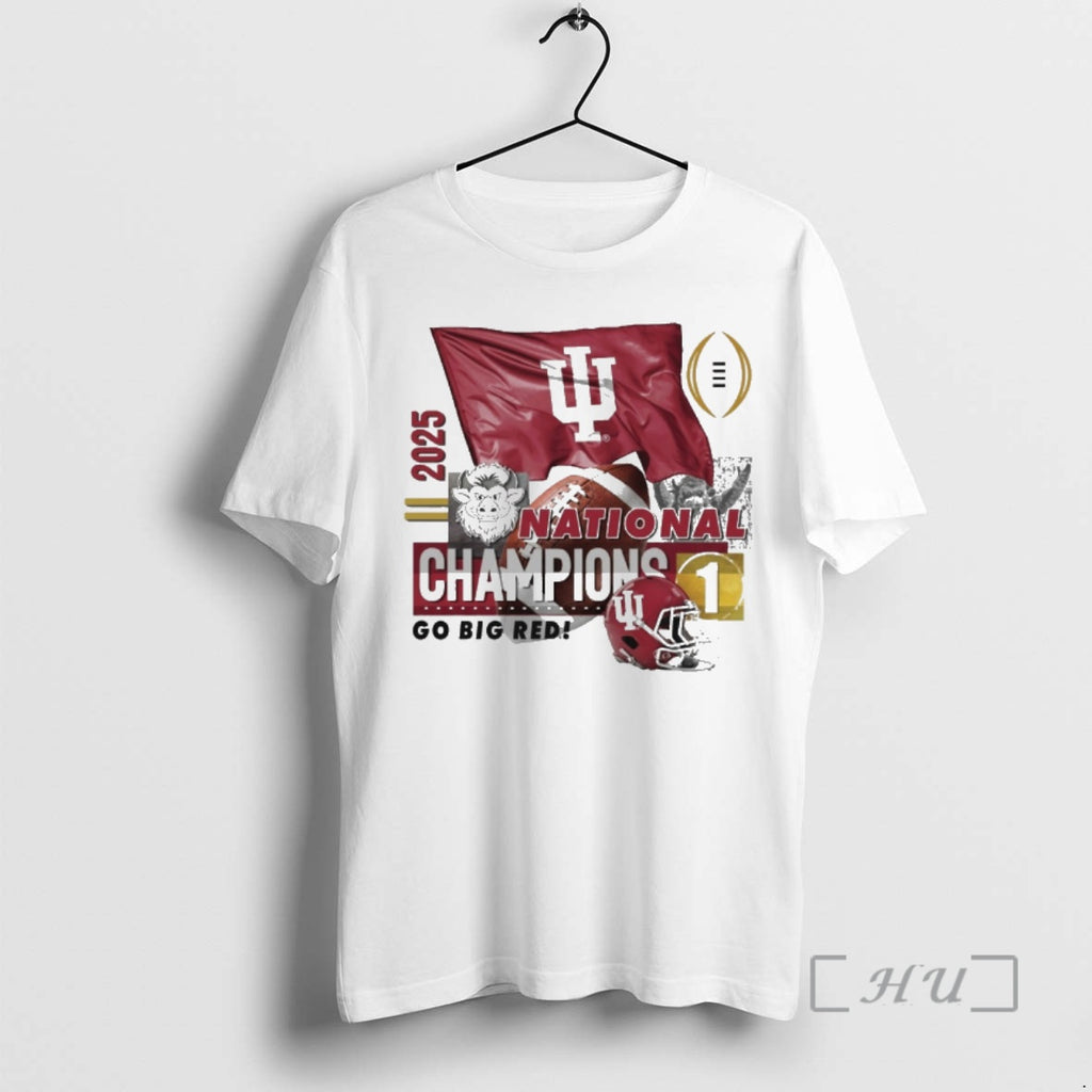 Trending Indiana University Hoosiers Football 2025 National Champions Go Big Red Mascot Premium T Shirts