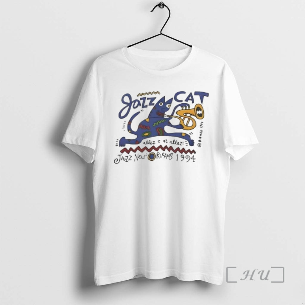 Trending Jazz Cat Graphic Cartoon Cat Playing Saxophone