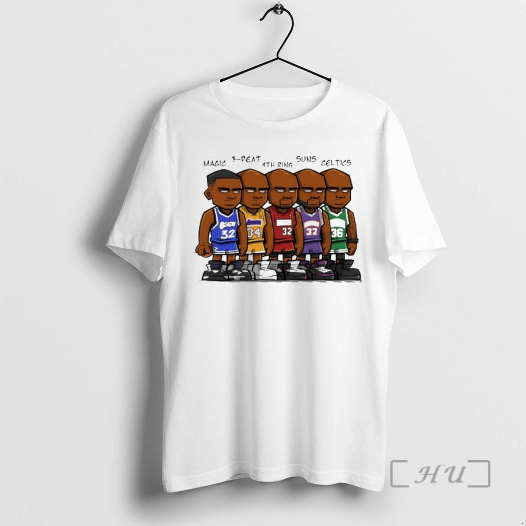Trending Magic 3 Peat 4th Ring Suns Celtics Nba Player Cartoon Premium T Shirts Sweater