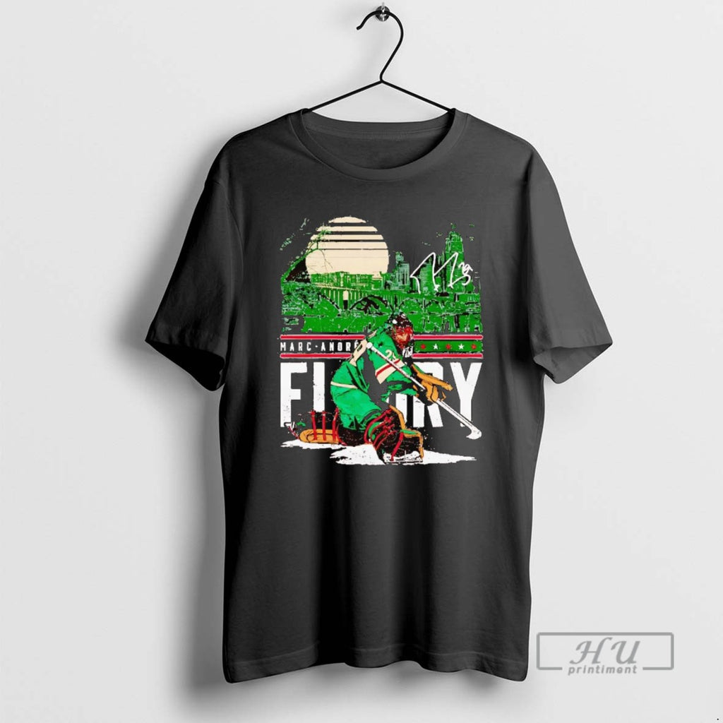 Trending Marc Andre Fleury Minnesota City Skyline Signature T Shirts