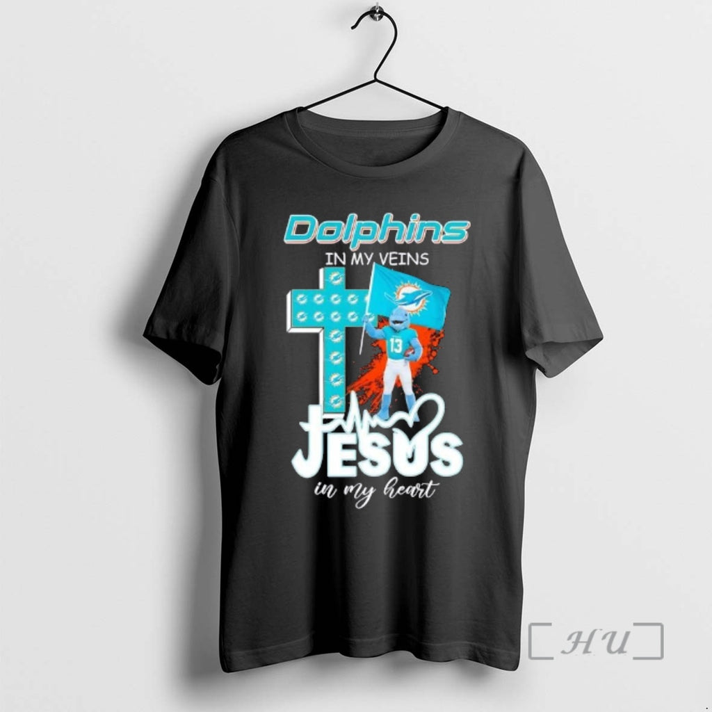Trending Mascots Miami Dolphins Hold Flag In My Veins Jesus In My Heart Premium