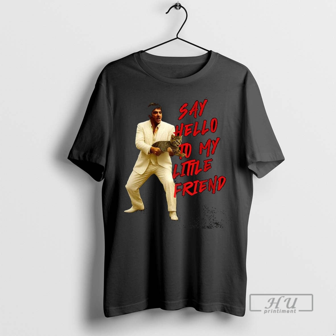 Trending Scarface Say Hello To My Little Friend Cat Meme T Shirt Unisex , , , Long Sleeve Tee