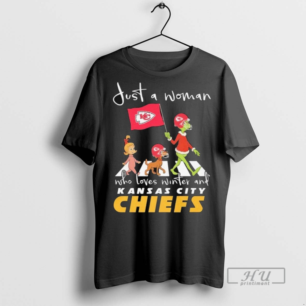 Trending The Grinch Just A Woman Who Loves Winter And Kansas City Chiefs Christmas Road Unisex , , , Long Sleeve Tee