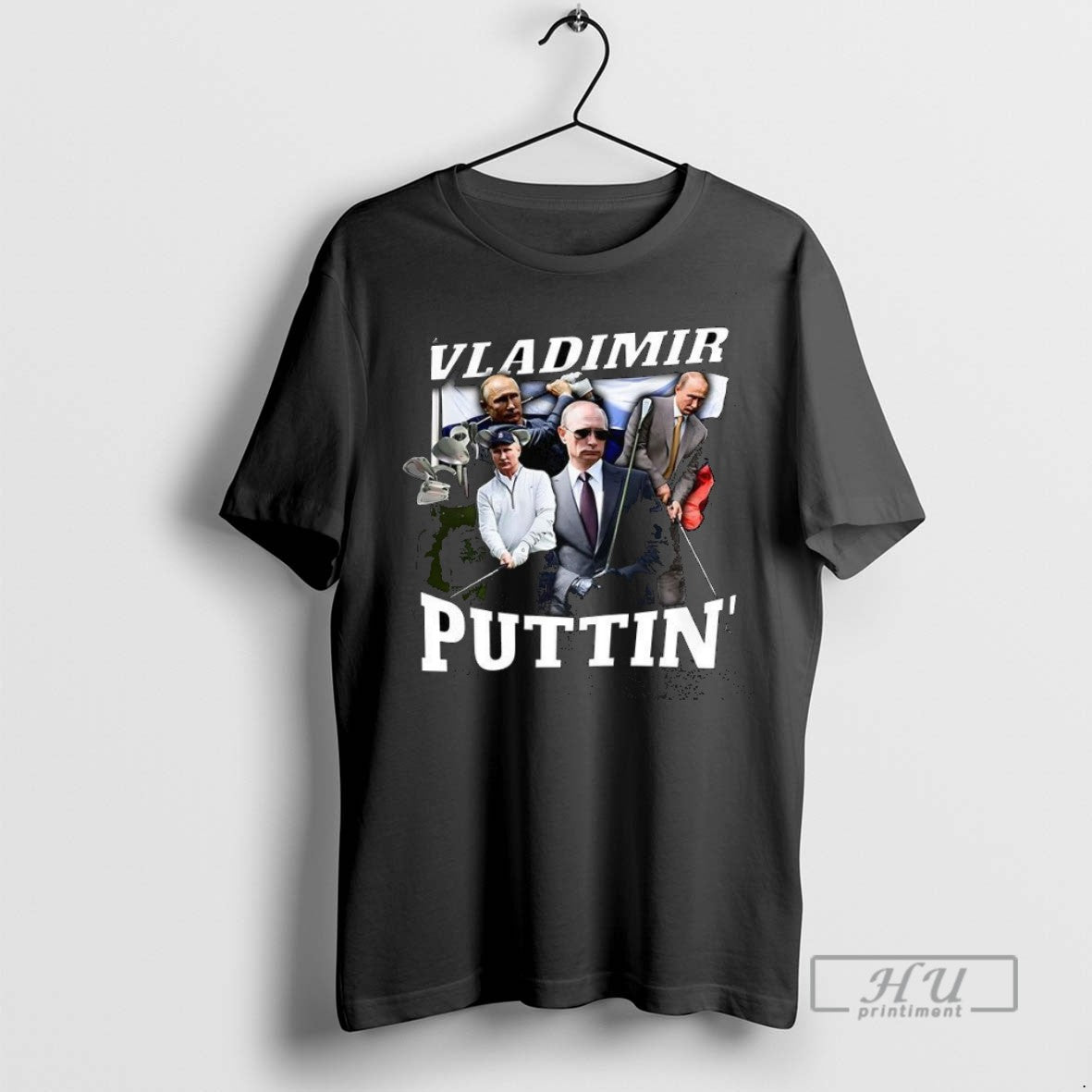Trending Vladimir Puttin Putin Playing Golf Flag Satirical T Shirt Unisex , , , Long Sleeve Tee