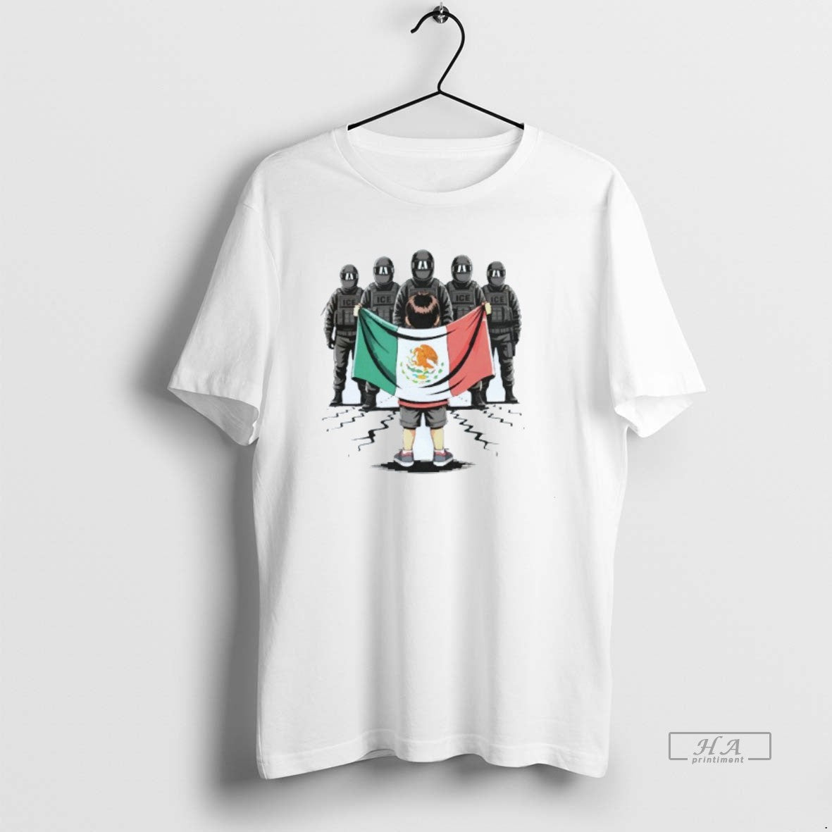 Trendy Anti Ice Protest Chinga La Migra Mexican Flag Mens White Tee Unisex , , , Long Sleeve Tee