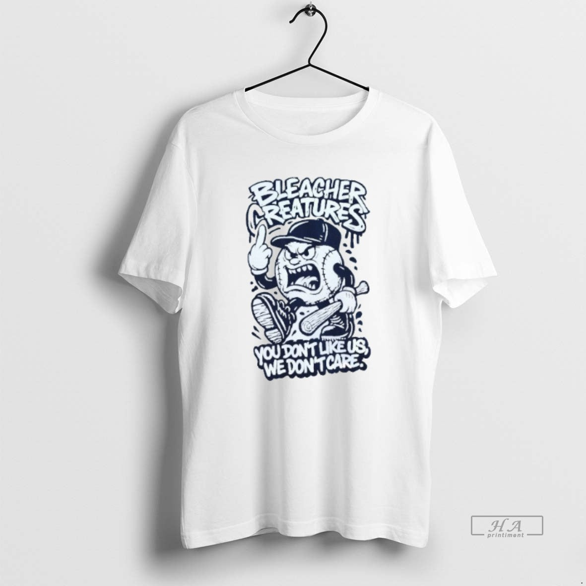 Trendy Bleacher Creatures We Dont Like Us We Dont Care New York Yankees Mens White Unisex , , , Long Sleeve Tee
