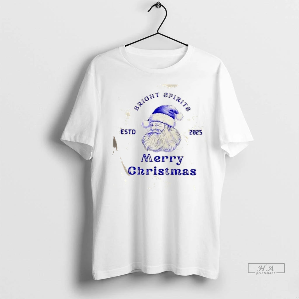 Trendy Bright Spirits Merry Christmas Estd 2025 Shirt Sweater
