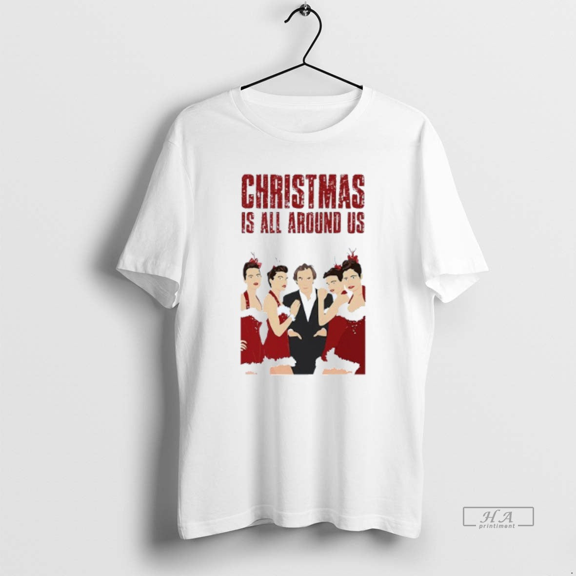 Trendy Christmas Is All Around Us Christmas Mens White Tee Unisex , , , Long Sleeve Tee